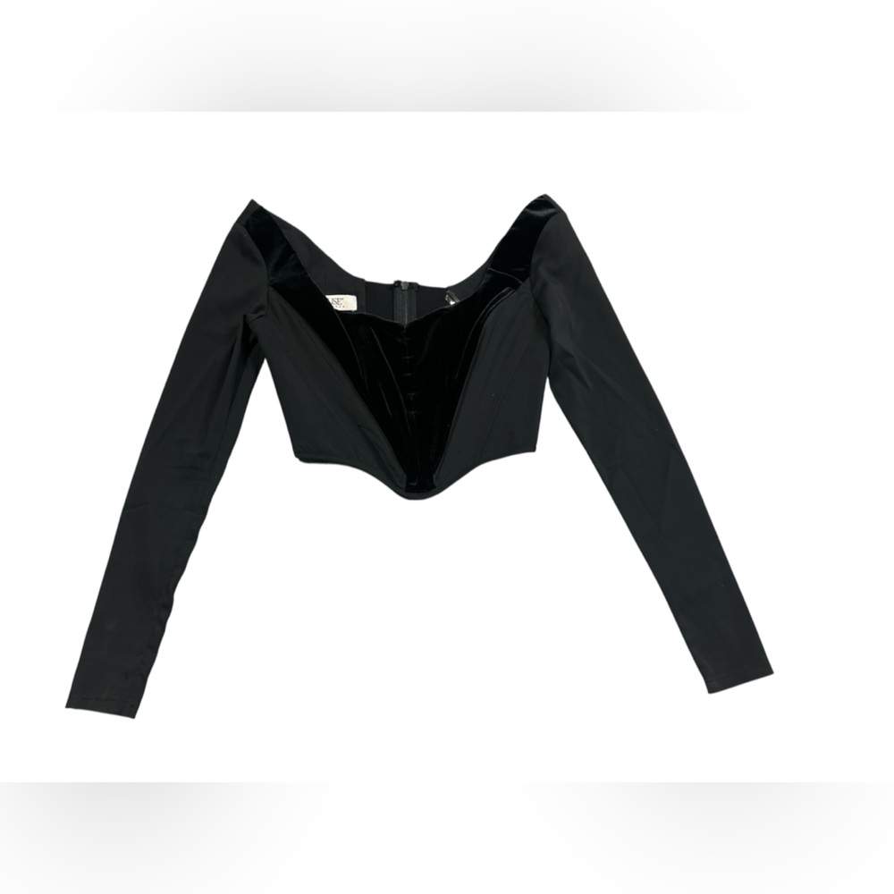 House of CB Black Velvet Crop Top - Picture 7 of 11